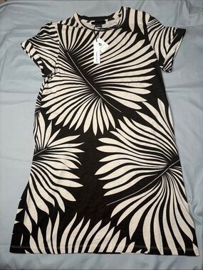 Sanctuary NWT Women’s Black & Cream Leaf-Print Short Sleeve Dress Size Medium M